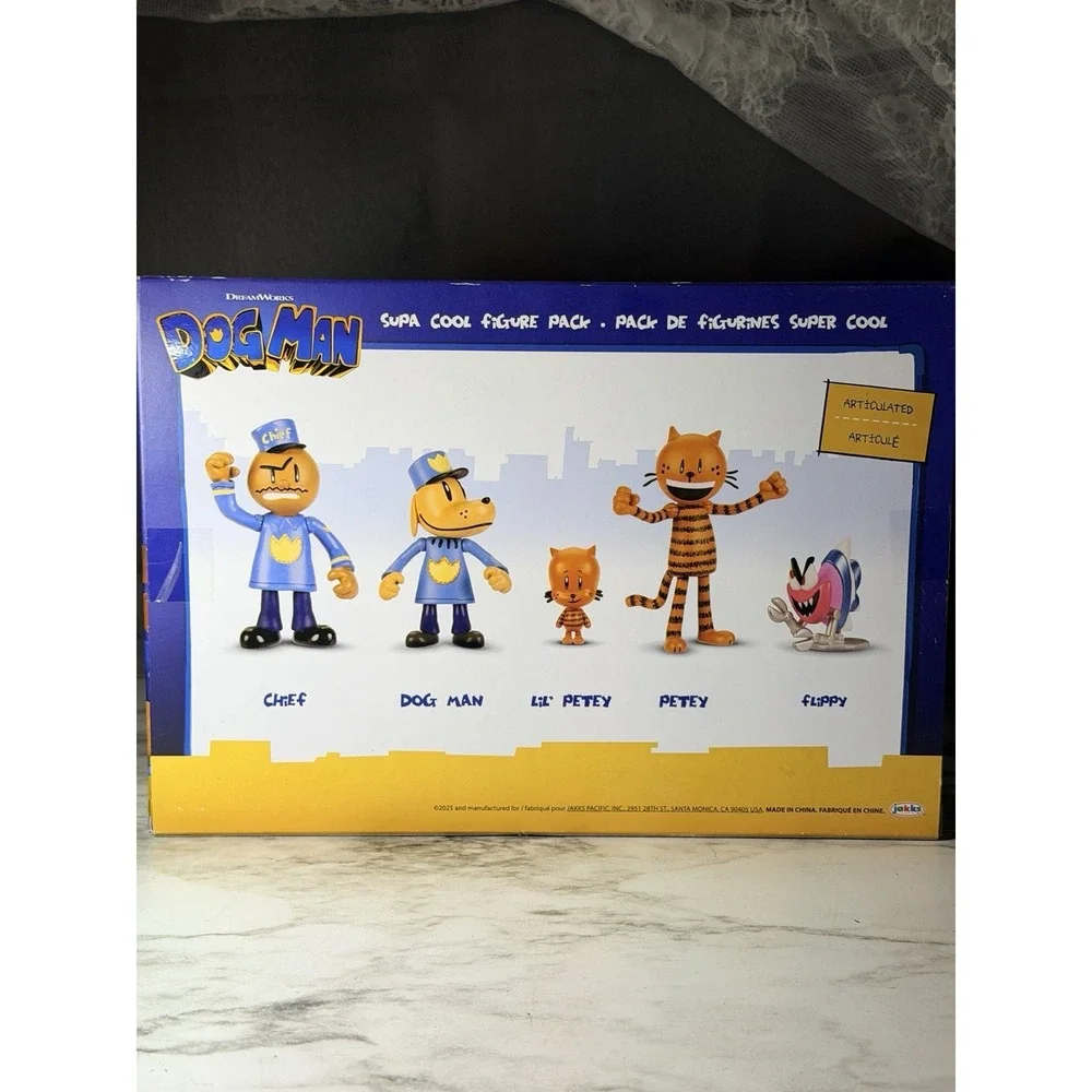 Sealed Dog Man SUPA COOL FIGURE PACK Set of 5 Lil Petey Chief Flippy Jakks(3035)